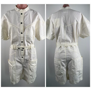 Isabel Marant Etoile Kiara Belted Cotton Poplin Romper Jumpsuit Ecru Sz 4/36 NWT